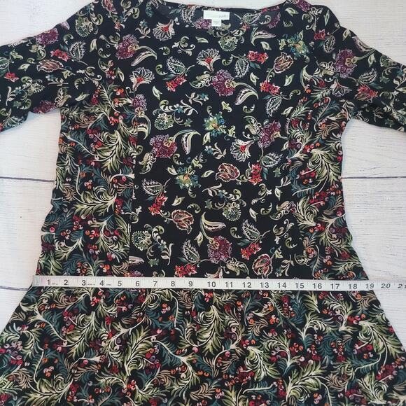 J.Jill Size XS Floral Peplum Hem Long Sleeve Tunic Top 100% Rayon Office - Picture 9 of 10